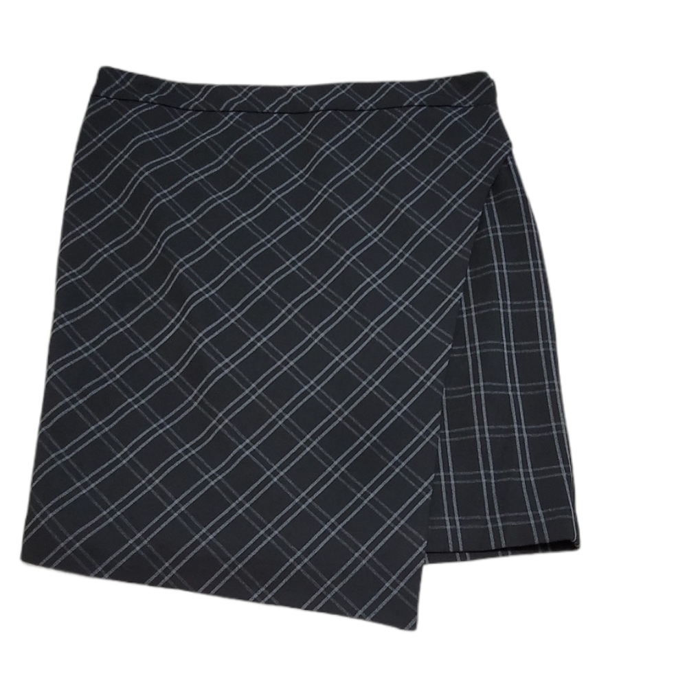 Jasmine &‎ Juliana Black Gray Plaid Modern Fit Wrap Skirt Size 14
